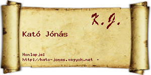 Kató Jónás névjegykártya